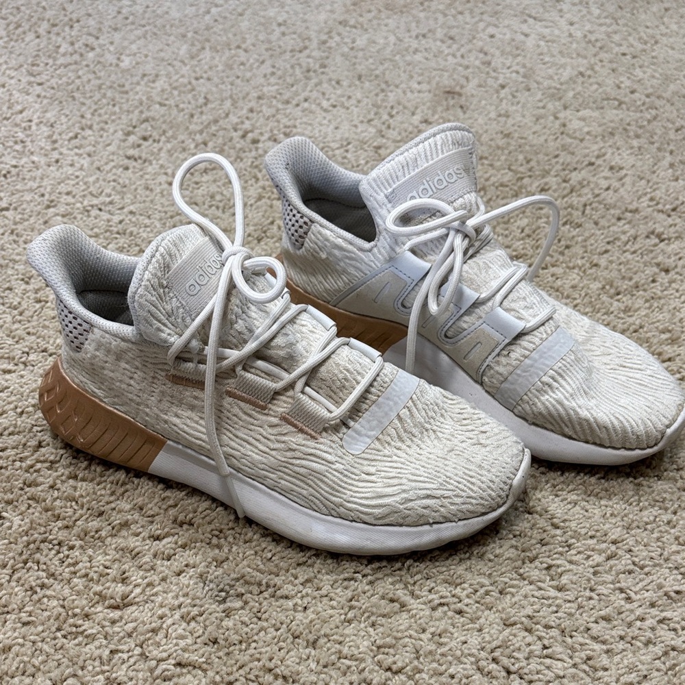Adidas Textured White and Brown Sneakers